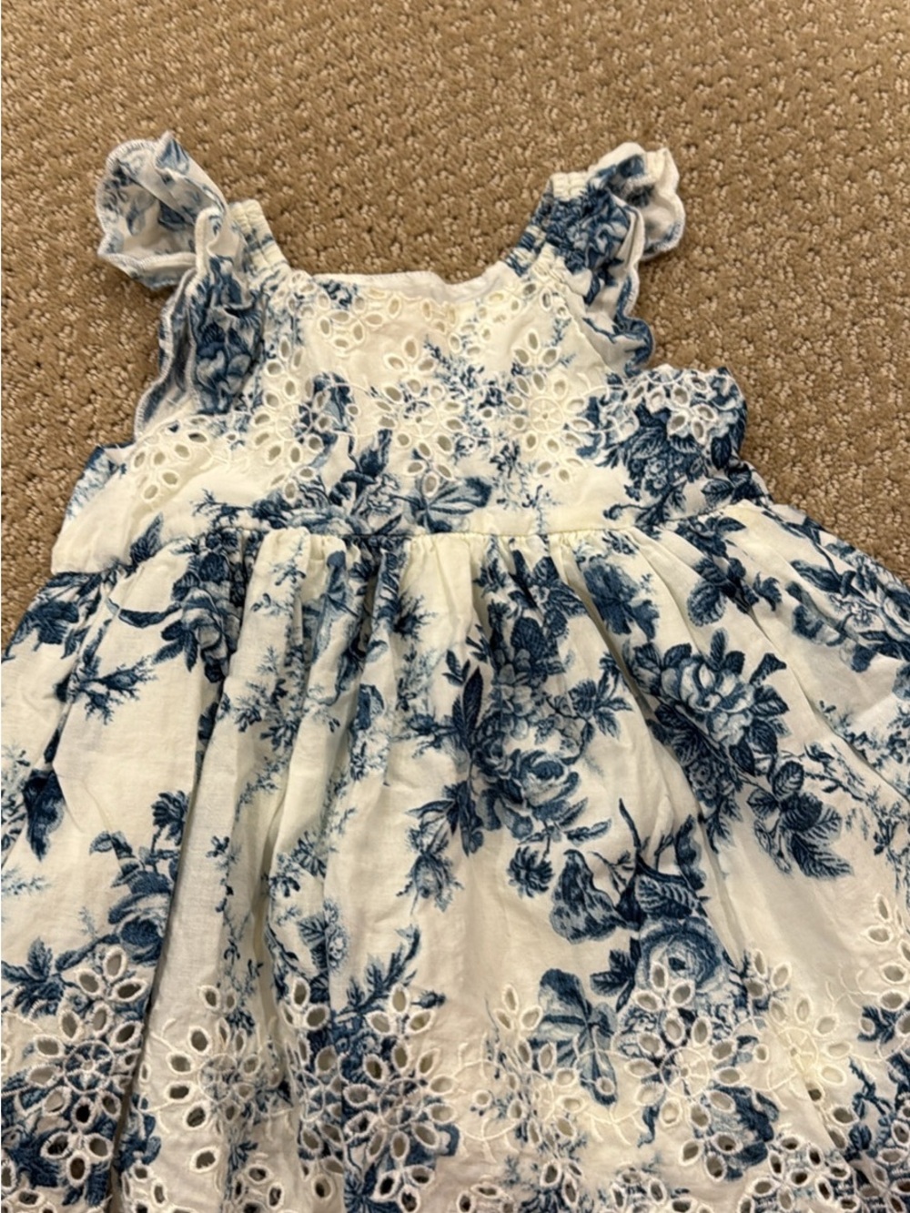 GAP White & Blue Floral Eyelet Sundress Top